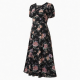 Black Round Neck Floral Women's Maxi Dress