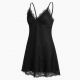 Black V-Neck Sleeveless Lace Women's Slip Dress