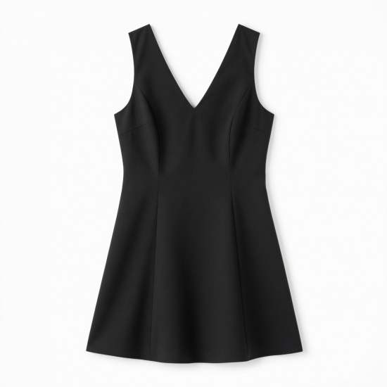 Black V-Neck Sleeveless Mini Dress