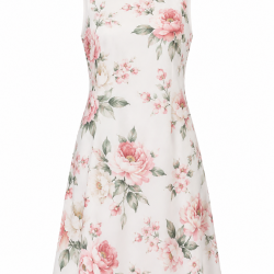 Round Neck Sleeveless Shift Floral Dress