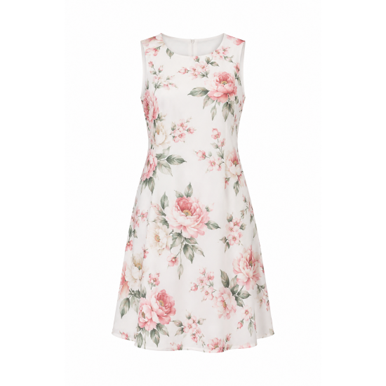 Round Neck Sleeveless Shift Floral Dress