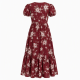 Burgundy Button Floral Maxi Dress