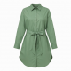 Green Collared Belted Button Shirt Dress
